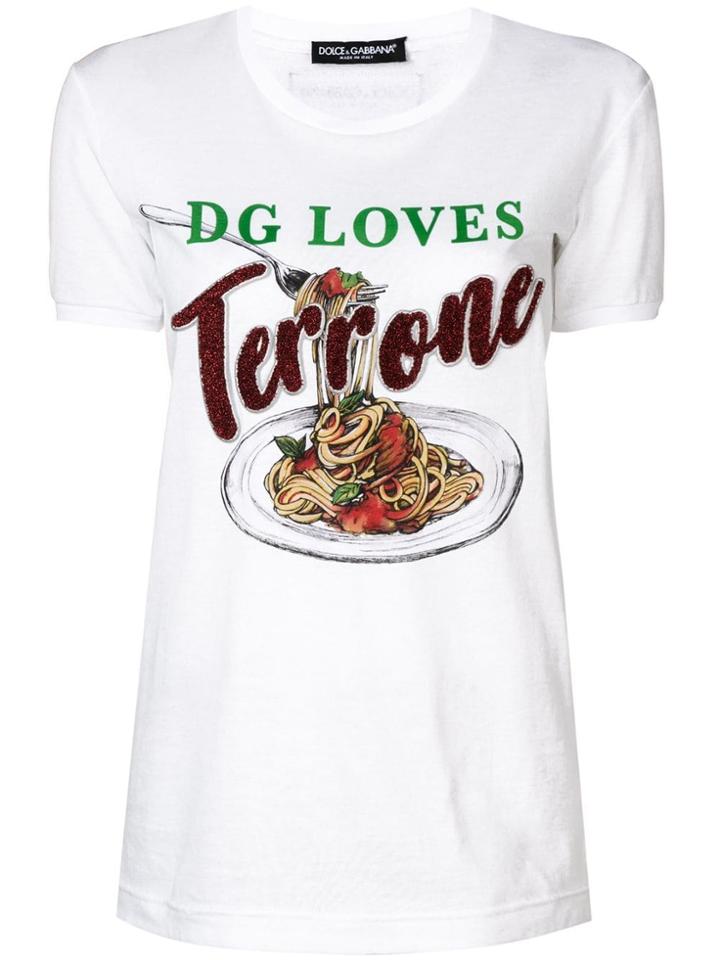 Dolce & Gabbana Pasta Graphic T-shirt - White