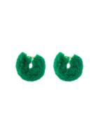 Wild And Woolly Rendezvous Fur Hoop Earrings - Green