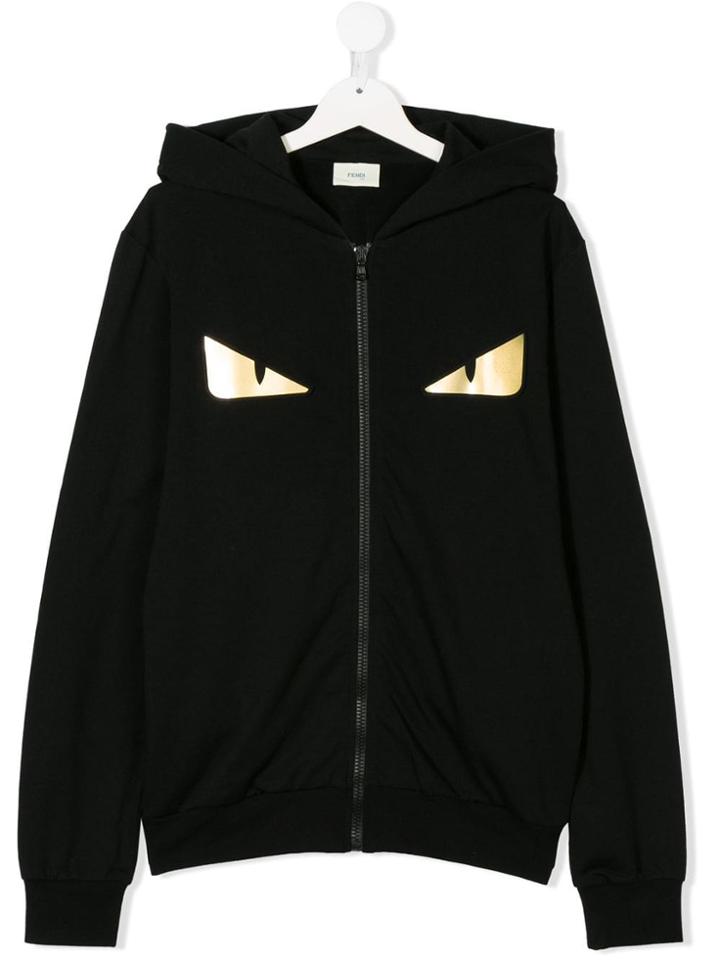 Fendi Kids Bag Bugs Zipped Hoddie - Black