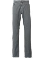 Canali Plain Straight Leg Jeans, Men's, Size: 50, Grey, Cotton/polyester