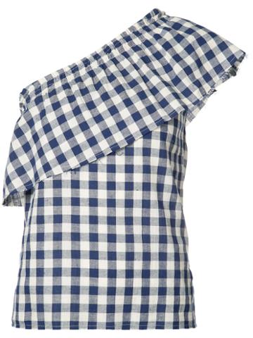 The Lady And The Sailor - Check Asymmetric Blouse - Women - Cotton/linen/flax - I, Blue, Cotton/linen/flax