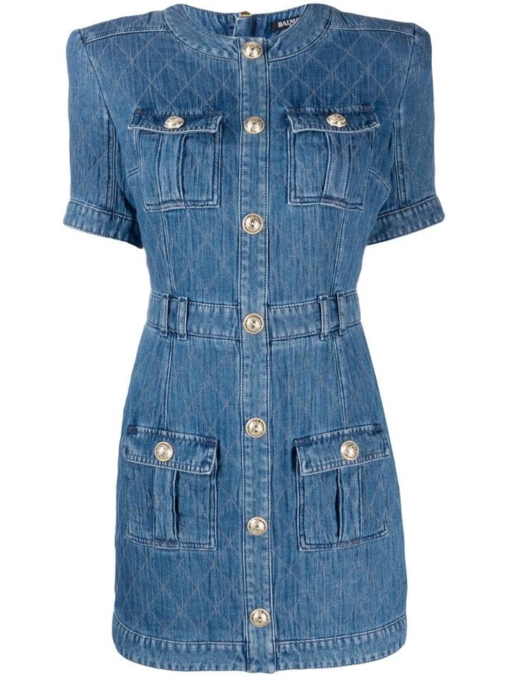 Balmain Short Denim Dress - Blue
