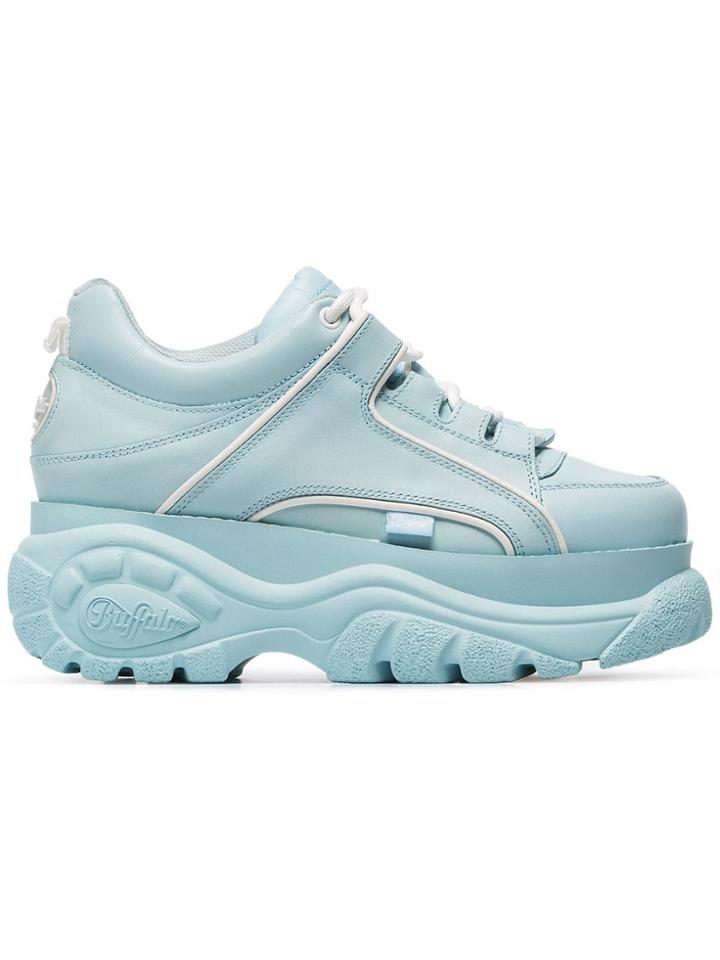 Buffalo Blue Classic Leather Platform Sneakers