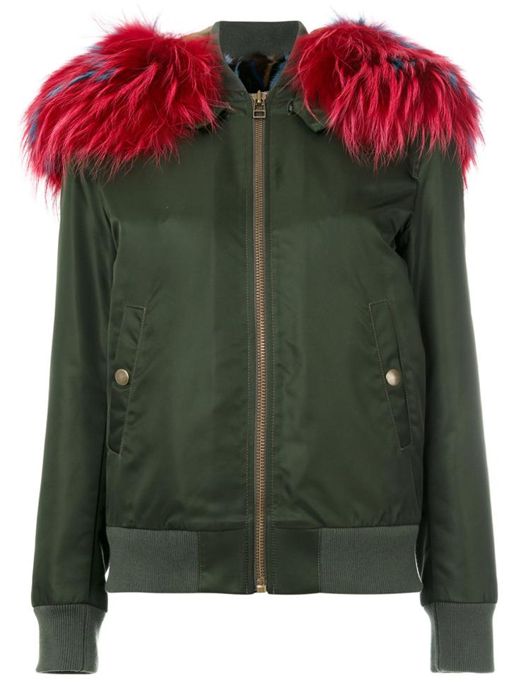 Mr & Mrs Italy Fur Lined Bomber Jacket - Green