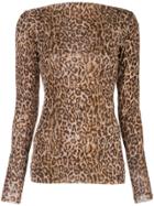 Peter Cohen Leopard Print Fitted Sweater - Brown