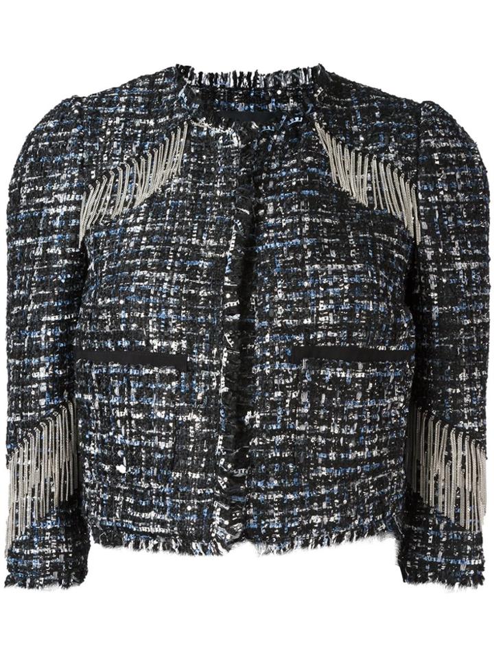 Marco Bologna Fringed Detail Cropped Jacket - Black