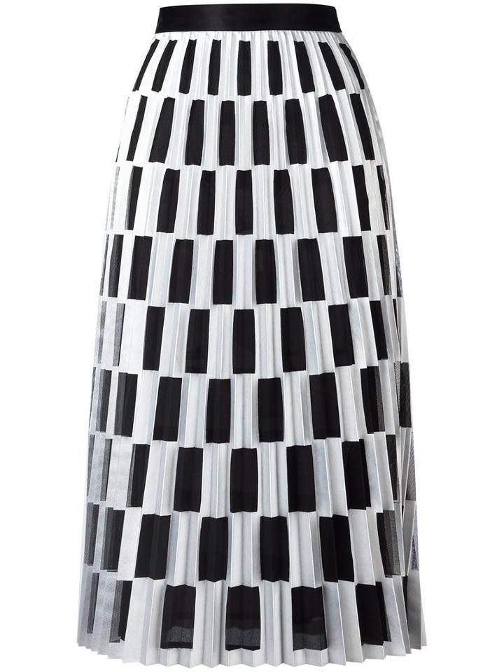 Off-white Checked Pleated Skirt, Women's, Size: Small, White, Polyester