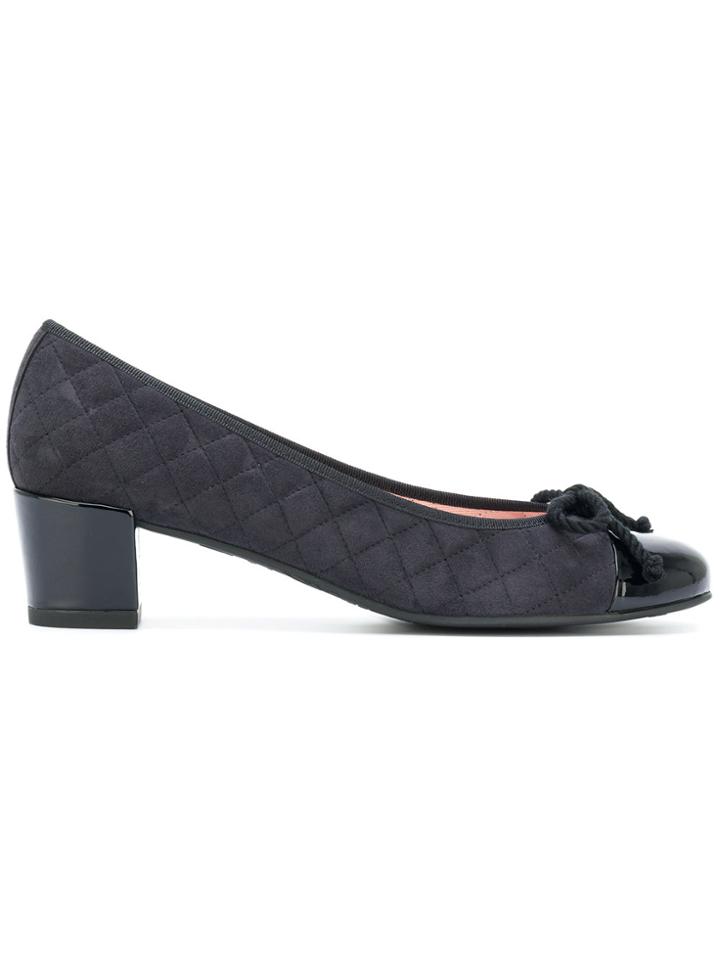 Pretty Ballerinas Quilted Block Heel Ballerina Shoes - Black