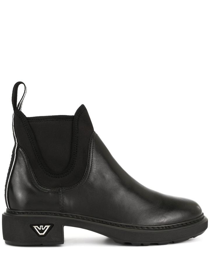 Emporio Armani Elasticated Side Panel Boots - Black