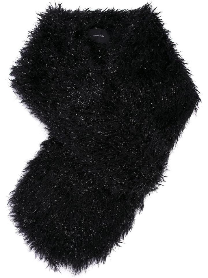 Simone Rocha Lurex Textured Stole, Women's, Black, Mohair/wool/polyamide