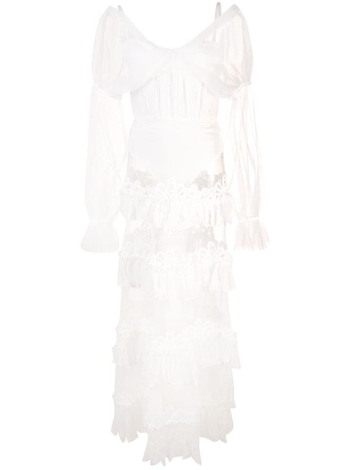 Jonathan Simkhai Lace Ruffle Bodysuit Dress - White