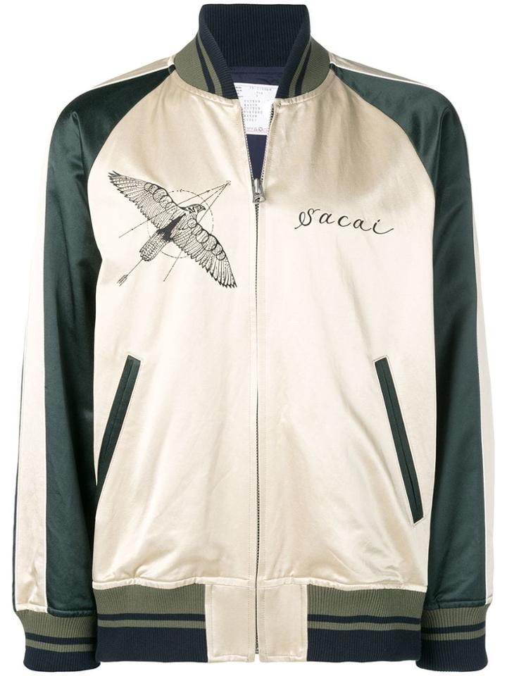 Sacai Hawk Embroidered Bomber Jacket - Gold