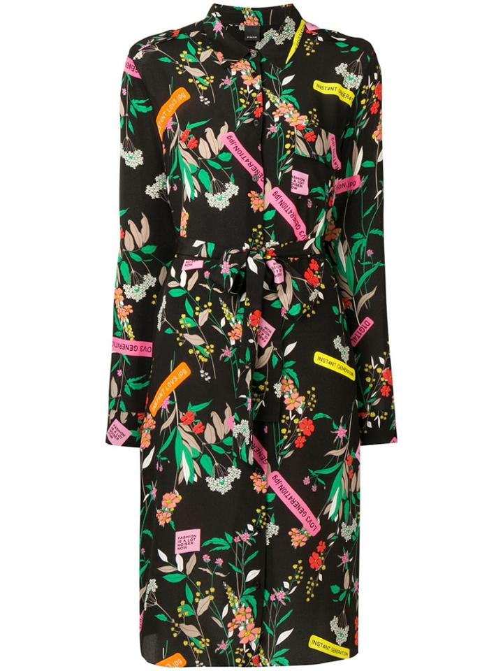 Pinko Floral Shirt Dress - Black