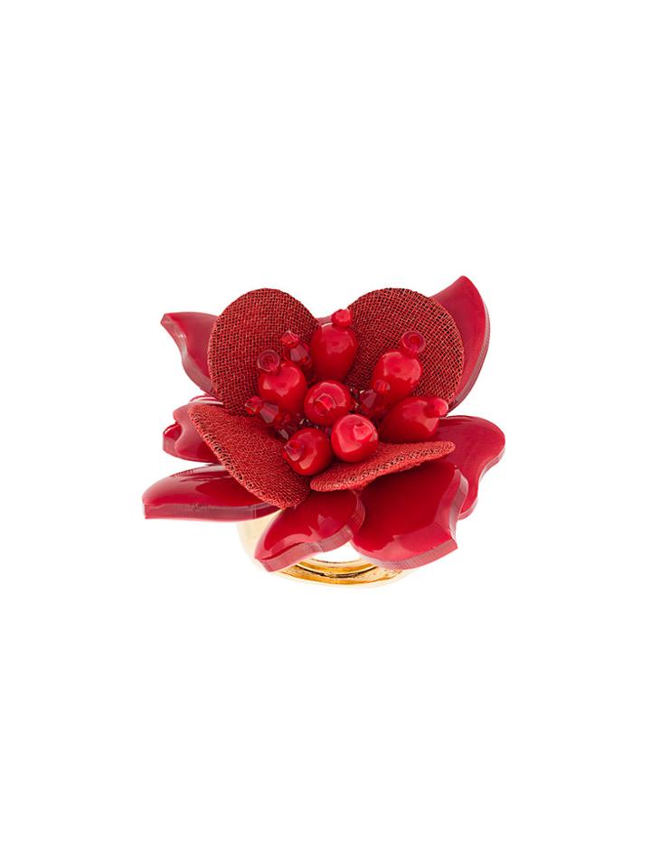 Oscar De La Renta Flower Ring - Red