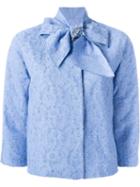 Ermanno Scervino Bow Collar Crop Jacket, Women's, Size: 42, Blue, Polyamide/polyester/spandex/elastane/viscose