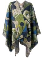 Ermanno Gallamini Geometric Print Woven Cape, Women's, Green, Acrylic/nylon/polyester/virgin Wool