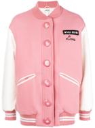 Miu Miu Love Embroidered Bomber Jacket - Pink & Purple