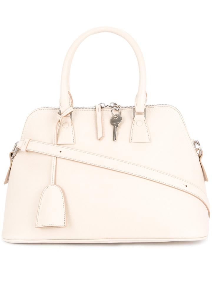 Maison Margiela Logo Trapeze Shoulder Bag - White