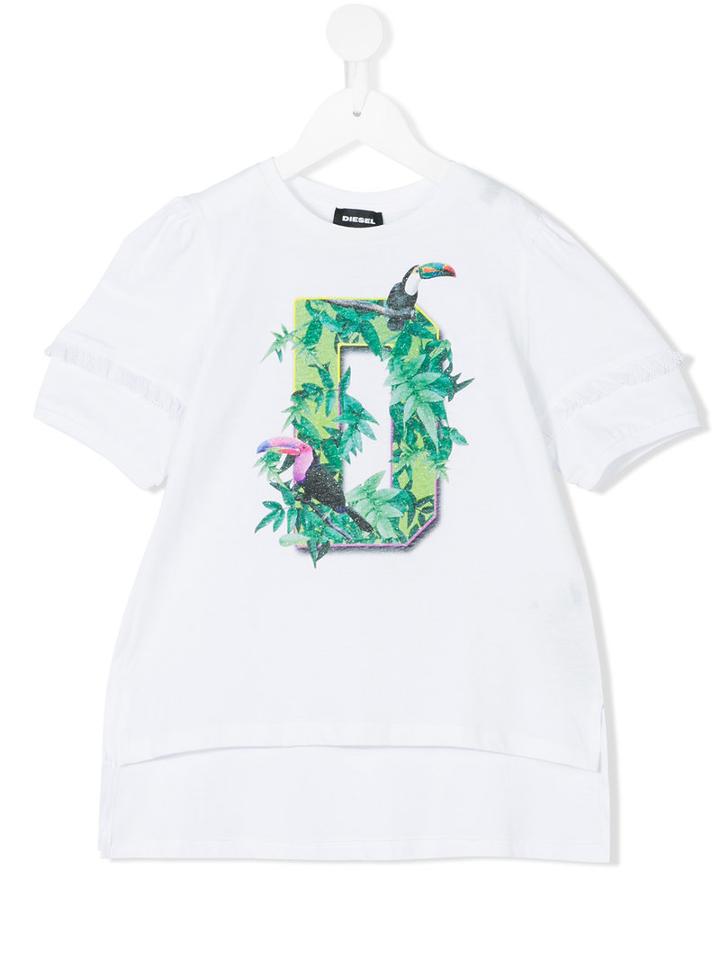 Diesel Kids - Tropical Print T-shirt - Kids - Cotton/polyester - 2 Yrs, White