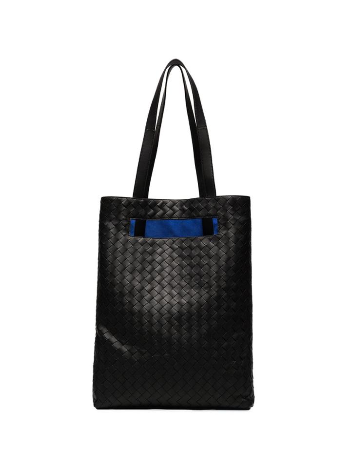 Bottega Veneta Intrecciato Leather Shopper Bag - Black