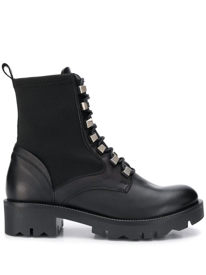 Tosca Blu Stud Embellished Biker Boots - Black