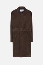 Ami Alexandre Mattiussi Suede Trench Coat, Men's, Size: Medium, Brown, Acetate/suede