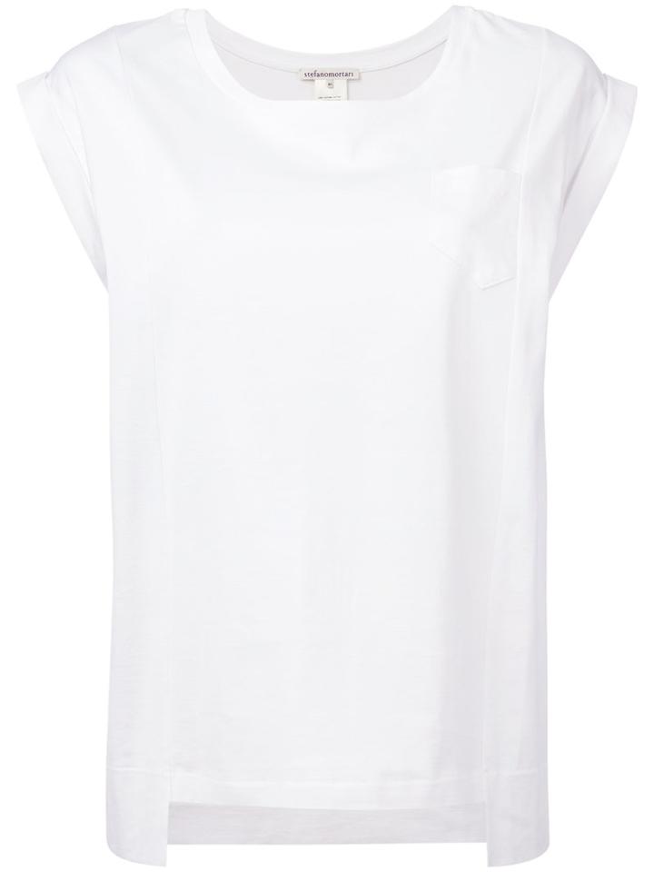 Stefano Mortari Asymmetric Hem Top, Women's, Size: 40, White, Cotton