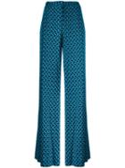 Diane Von Furstenberg Stylised Print Trousers, Women's, Size: 4, Blue, Silk
