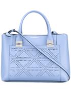 Emporio Armani - Laser-cut Tote - Women - Cotton/calf Leather - One Size, Women's, Blue, Cotton/calf Leather