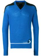 Prada Panelled V-neck Sweater - Blue