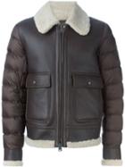 Moncler Padded Flight Jacket, Men's, Size: 4, Brown, Polyamide/leather