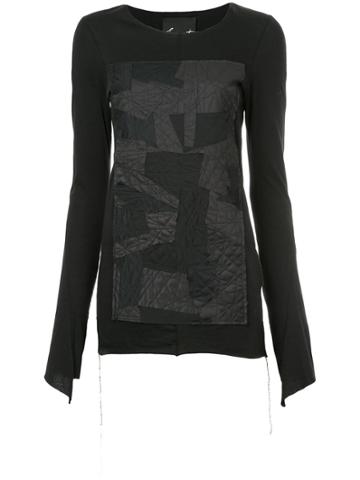 Fagassent Patchwork Long-sleeved T-shirt - Black