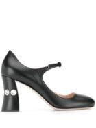 Miu Miu Diamante Mary Jane Pumps - Black