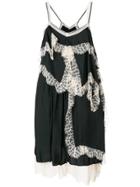 Koché Lace Hem Flared Slip Dress - Black