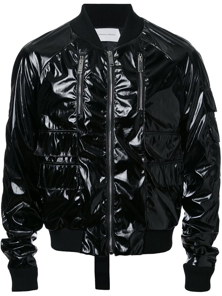 Strateas Carlucci Strap Pocket Bomber Jacket, Adult Unisex, Size: Small, Black, Polyurethane