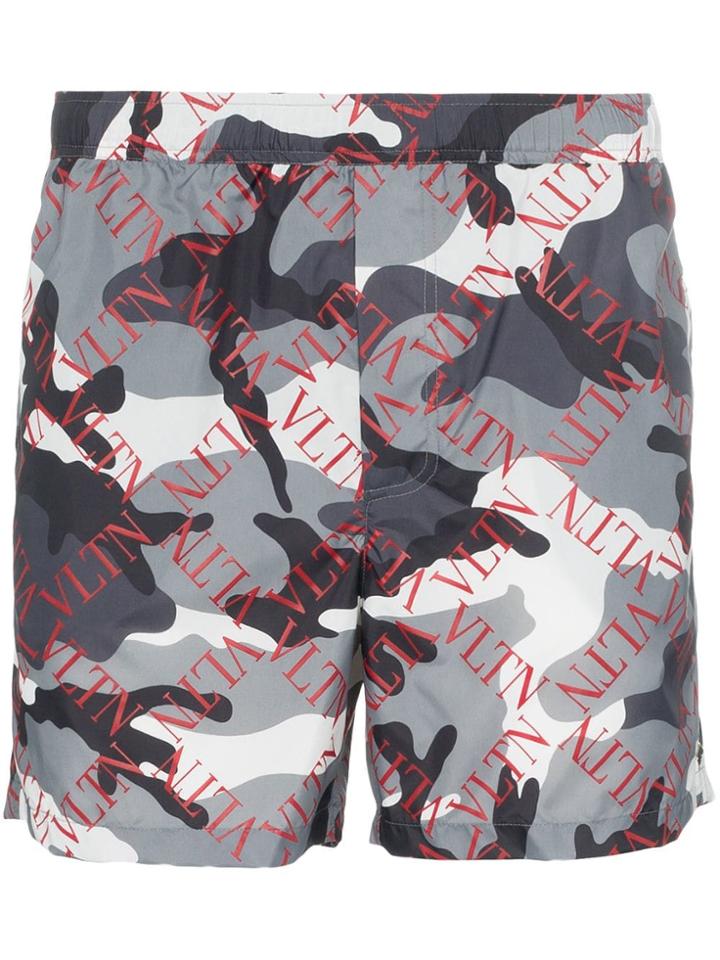 Valentino Camouflage Grid Logo Swim Shorts - Up0 Camou
