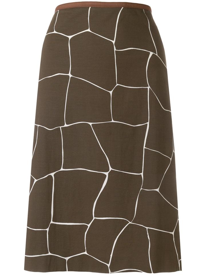 Miu Miu Vintage Giraffe Print Straight Skirt - Brown