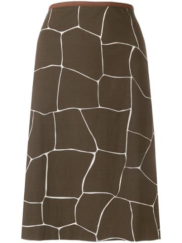 Miu Miu Vintage Giraffe Print Straight Skirt - Brown