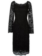 Dolce & Gabbana Floral Lace Dress, Women's, Size: 46, Black, Cotton/viscose/polyamide/polyamide