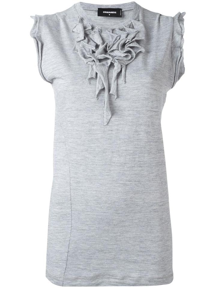 Dsquared2 Ruffled Neck Blouse, Women's, Size: Xs, Grey, Cotton/viscose