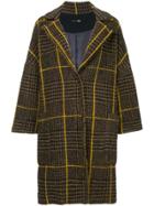 Frei Ea Checked Single Breasted Coat - Brown