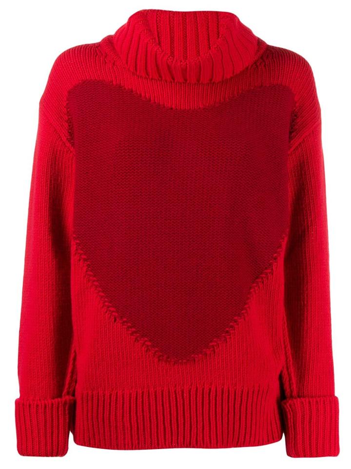 Escada Oversized Heart Intarsia Jumper - Red