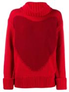 Escada Oversized Heart Intarsia Jumper - Red