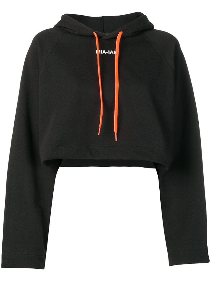 Mia-iam Cropped Hooded Sweatshirt - Black