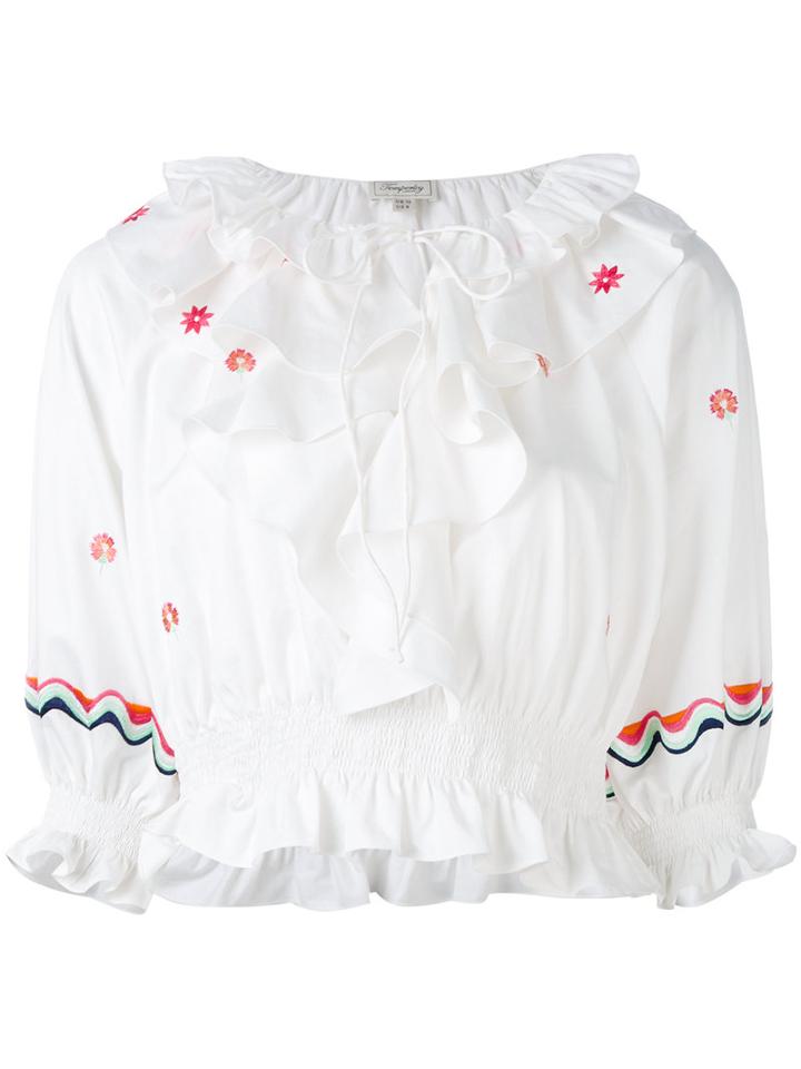 Temperley London - Ruffled Blouse - Women - Cotton - 12, White, Cotton