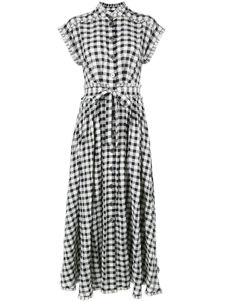 Rossella Jardini Checked Midi Dress, Women's, Size: 44, Black, Cotton/lyocell/linen/flax