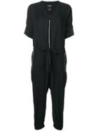 Dkny V-neck Drawstring Waist Jumpsuit - Black