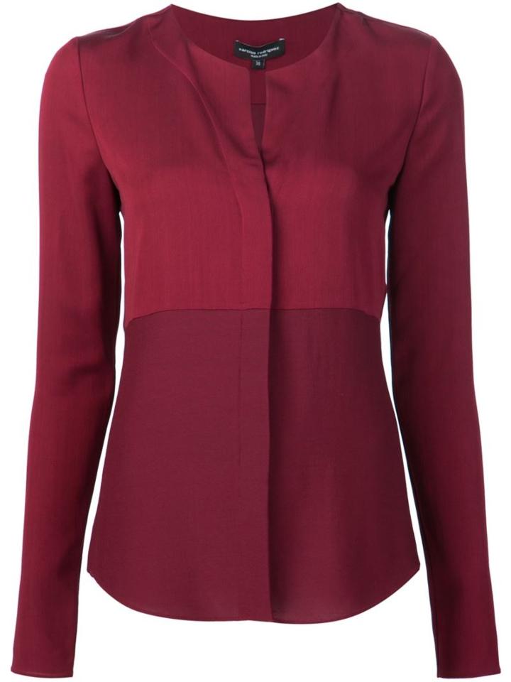 Narciso Rodriguez Collarless Shirt, Women's, Size: 44, Red, Silk/viscose/wool
