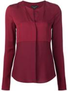 Narciso Rodriguez Collarless Shirt, Women's, Size: 44, Red, Silk/viscose/wool