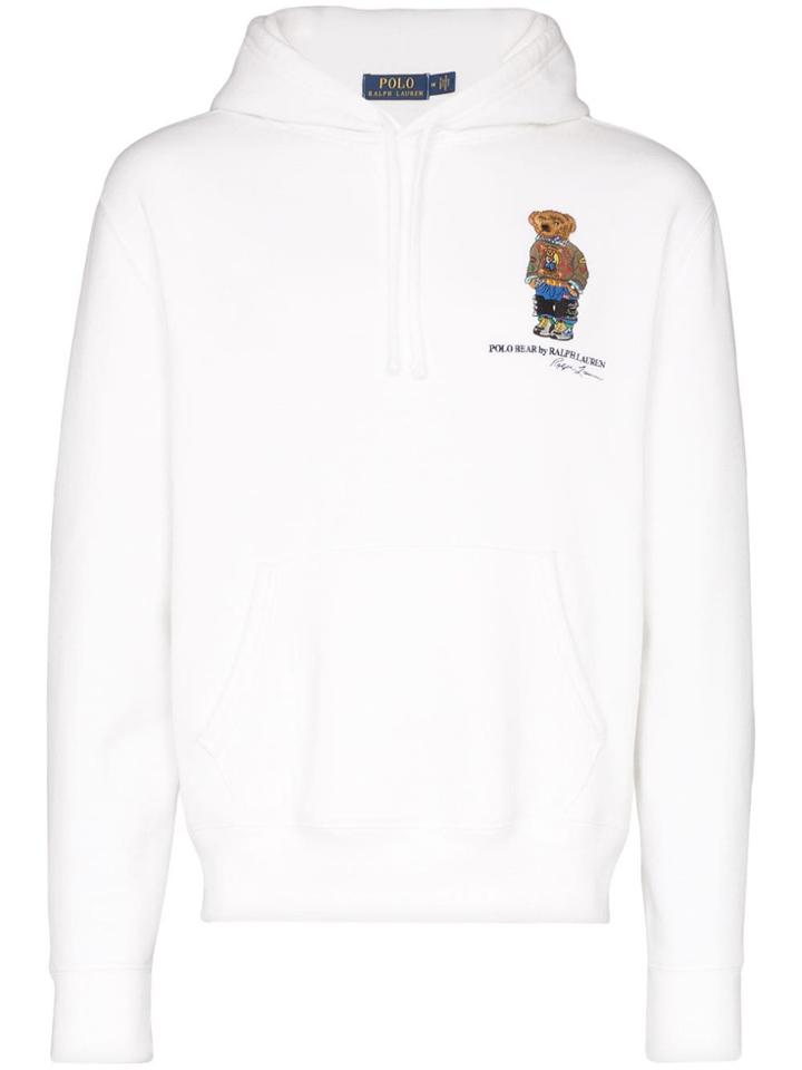 Polo Ralph Lauren Embroidered Teddy Bear Logo Hoodie - White